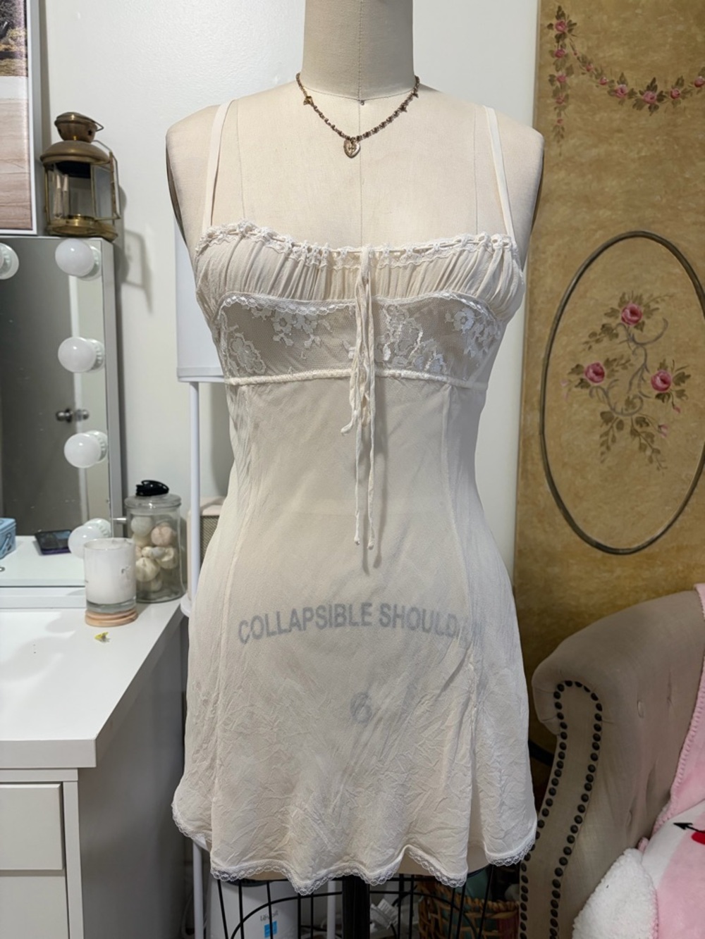 Victoria's Secret Ivory Sheer Lace Chemise Slip
